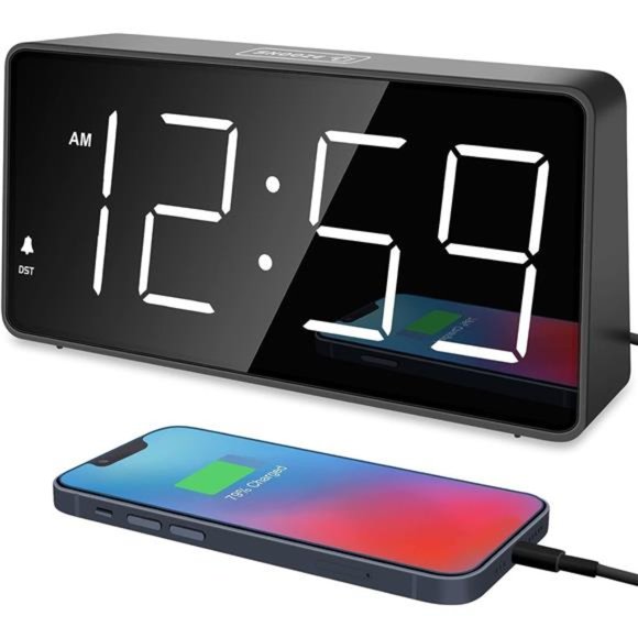 Digital Clock Alarm Clock for Bedrooms - Large Big Numbers 5 Dimmers for Seniors - Picture 1 of 6
